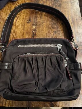MZ Wallace Gray Interior Handbag Lining with Tan Trim